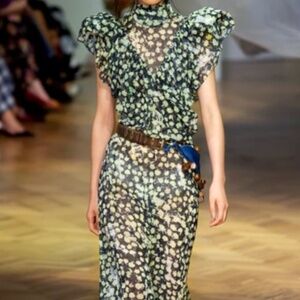 RUNWAY Preen by Thornton Bregazzi Emily Ruffled Printed Georgette Gown